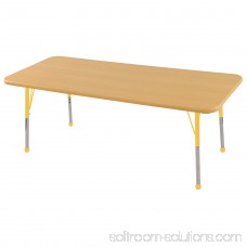 ECR4Kids 30in x 60in Rectangle Everyday T-Mold Adjustable Activity Table Maple/Maple/Yellow - Standard Ball